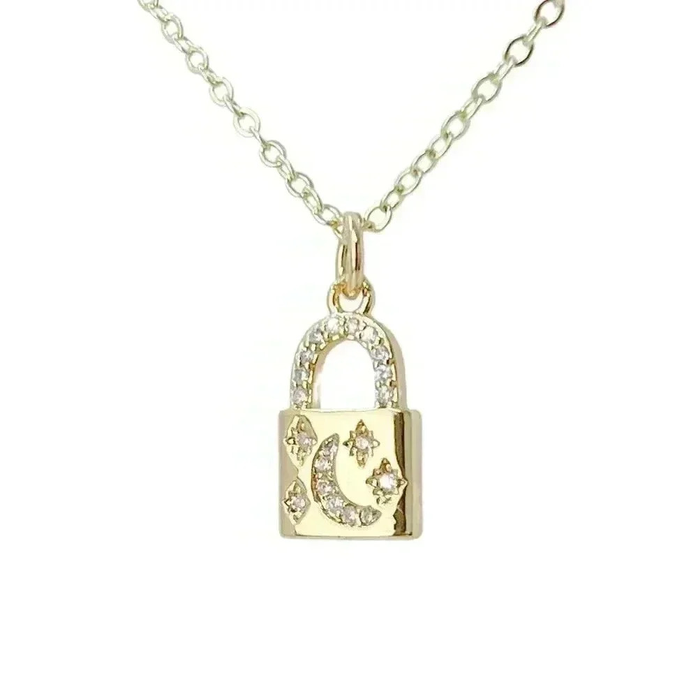 Padlock necklace, love lock minimalist jewelry